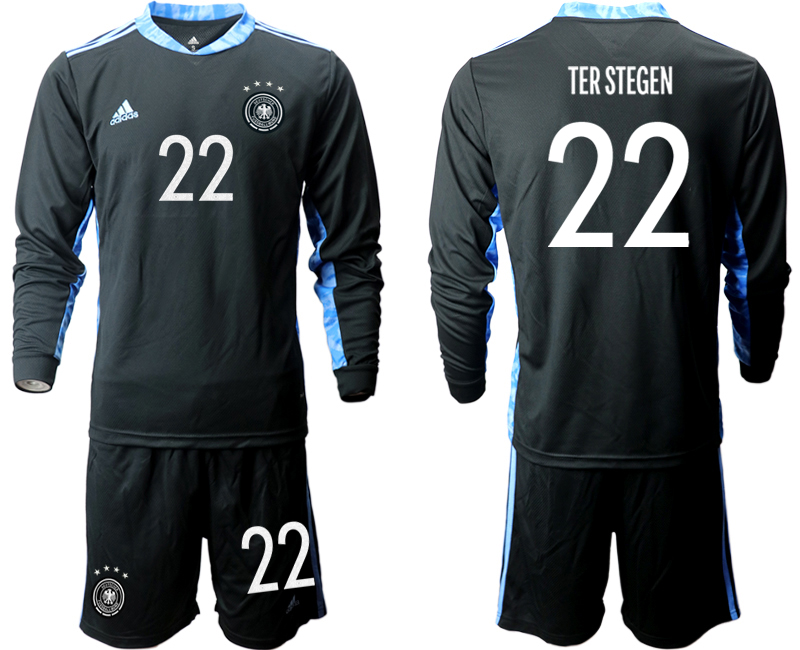 Men 2021 European Cup Germany black Long sleeve goalkeeper #22 Soccer Jersey